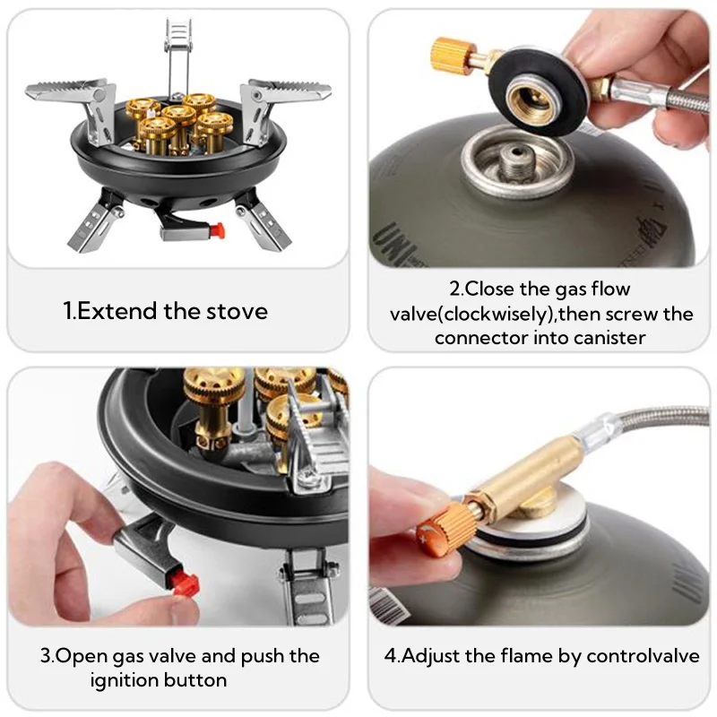 BRS-201A Portable Camping Gas Stove 16000W High Pressured Propane Butane Gas Burner Outdoor Emergency Stove with Piezo Ignition