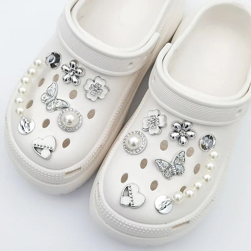 Luxuriöse Strass-Schuhcharms, Schmetterlings- & Ananas-Dekorationen mit Perlenkette, Schuhzubehör für Crocs Clogs – Detail 7