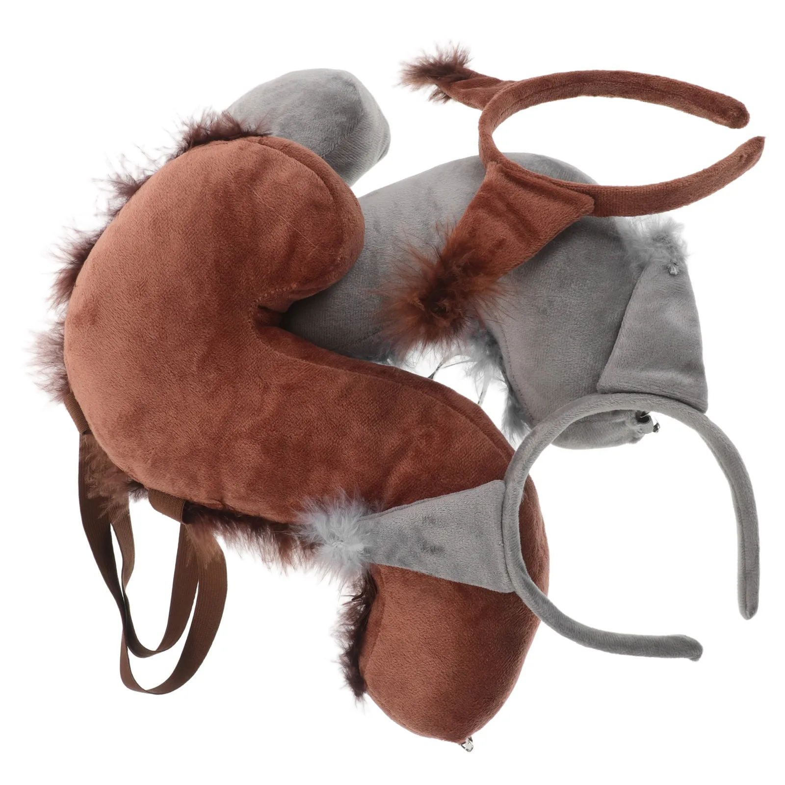 

2 Sets Cartoon Animal Squirrel Ears Tail Headband Set Kids Unisex Halloween Zoo Party Cosplay Costume Accessories