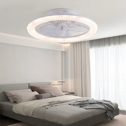 Modern New Smart Led Ceiling Fan Lights Living Dining Room Bedrooms Silent Fan With RGB Dimming Adjustable Wind Speed White 45cm