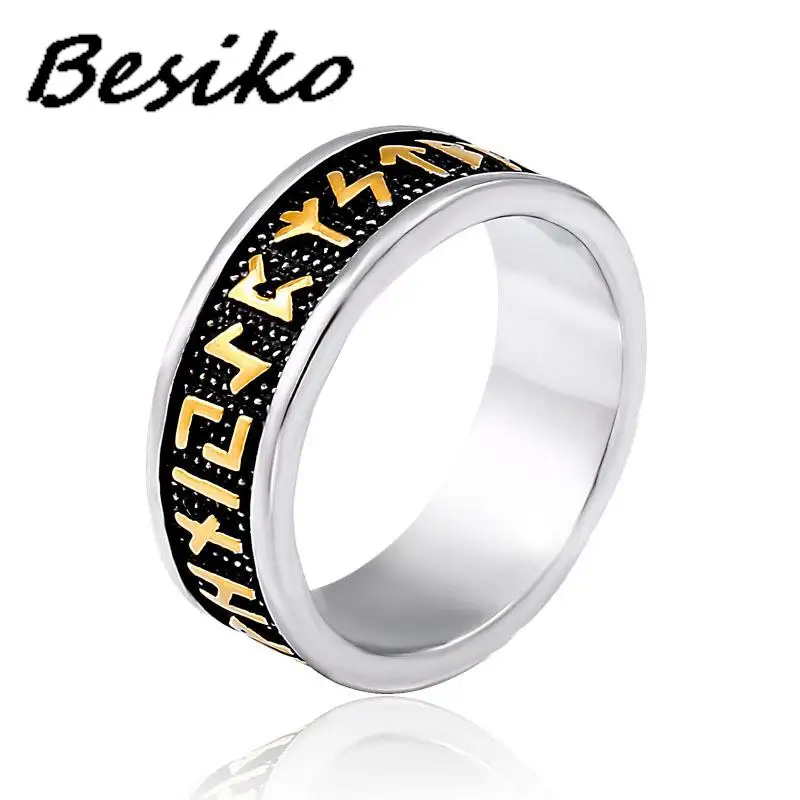 New Fashion 316L Stainless Steel Odin Norse Viking Amulet Rune Men Rings Simple Retro For Male Boyfriend Jewelry Gift Wholesale