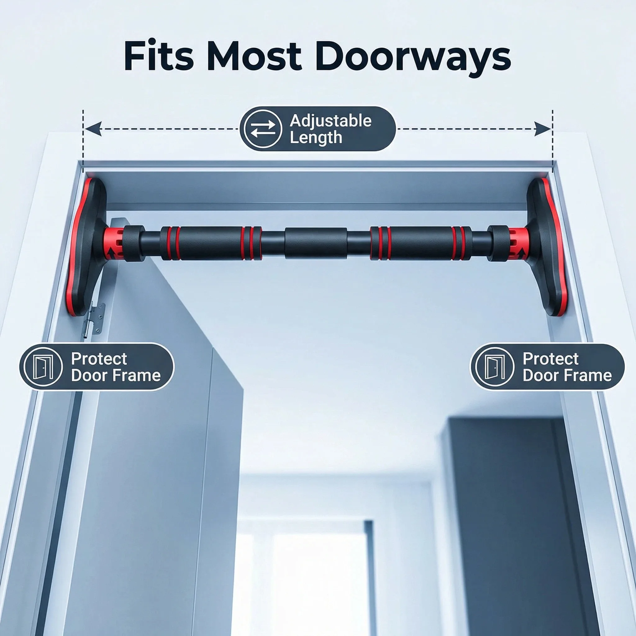 Pull up barMultifunctional Door Chin Pull-Up Bar for Fitness Horizontal Bar Adjustable Height No-Screw Installation for Home Use view 4
