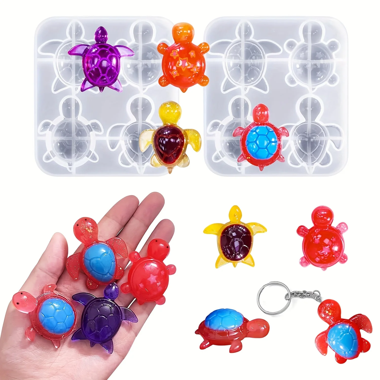 1pc- Mini turtle resin molds, 3D Marine animal-themed epoxy resin molds, DIY handicrafts, keychains, home decorations