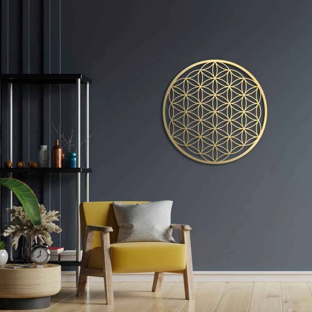 Metalowa grafika ścienna Flower of Life - oszałamiający dekor w kształcie lotosu do sypialni i salonu, idealna dekoracja nad kanapą — zdjęcie 7