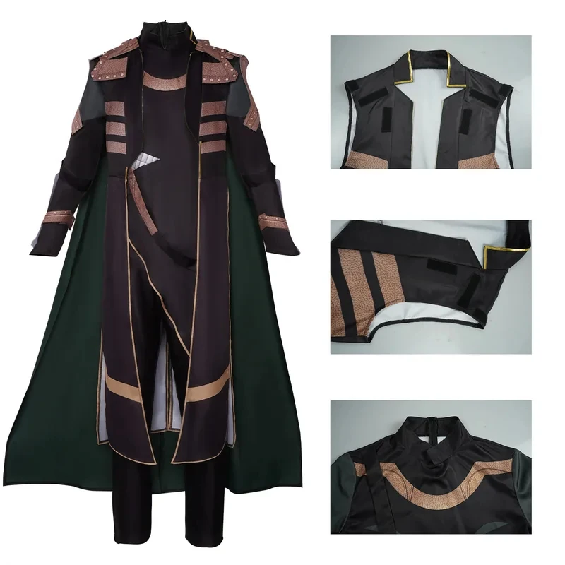 Movie Loki Costume Cosplay Outfits Disguise Uniform With Cape Cloak For Adult Men Halloween Carnival Party Suit Custom Mad FD1;6 - view 3