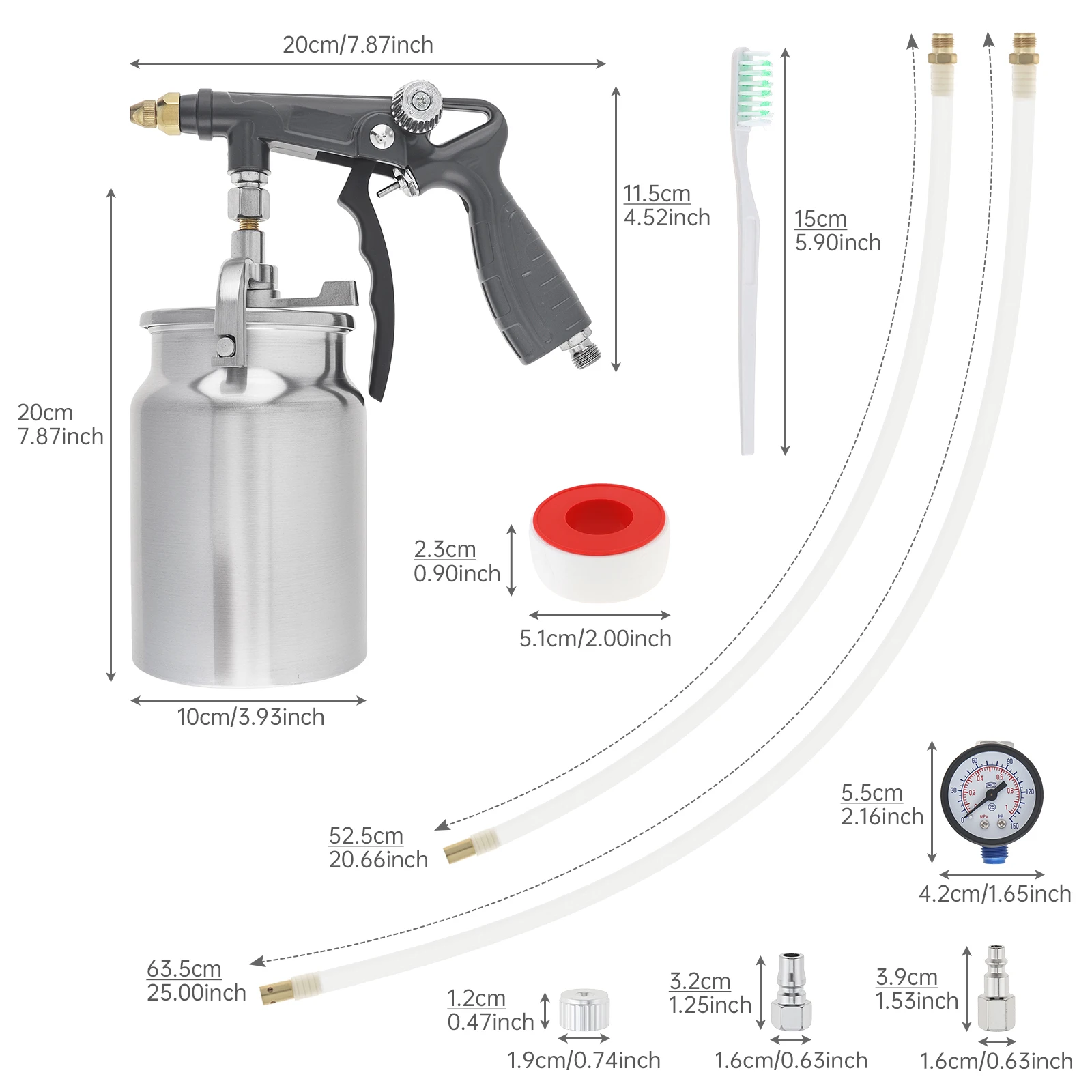 Undercoating Car Paint Spray Gun for Rust Proofing Truck Bed Liner Coating Rubberized Undercoat Fluid Film Air Spray Gun Kit