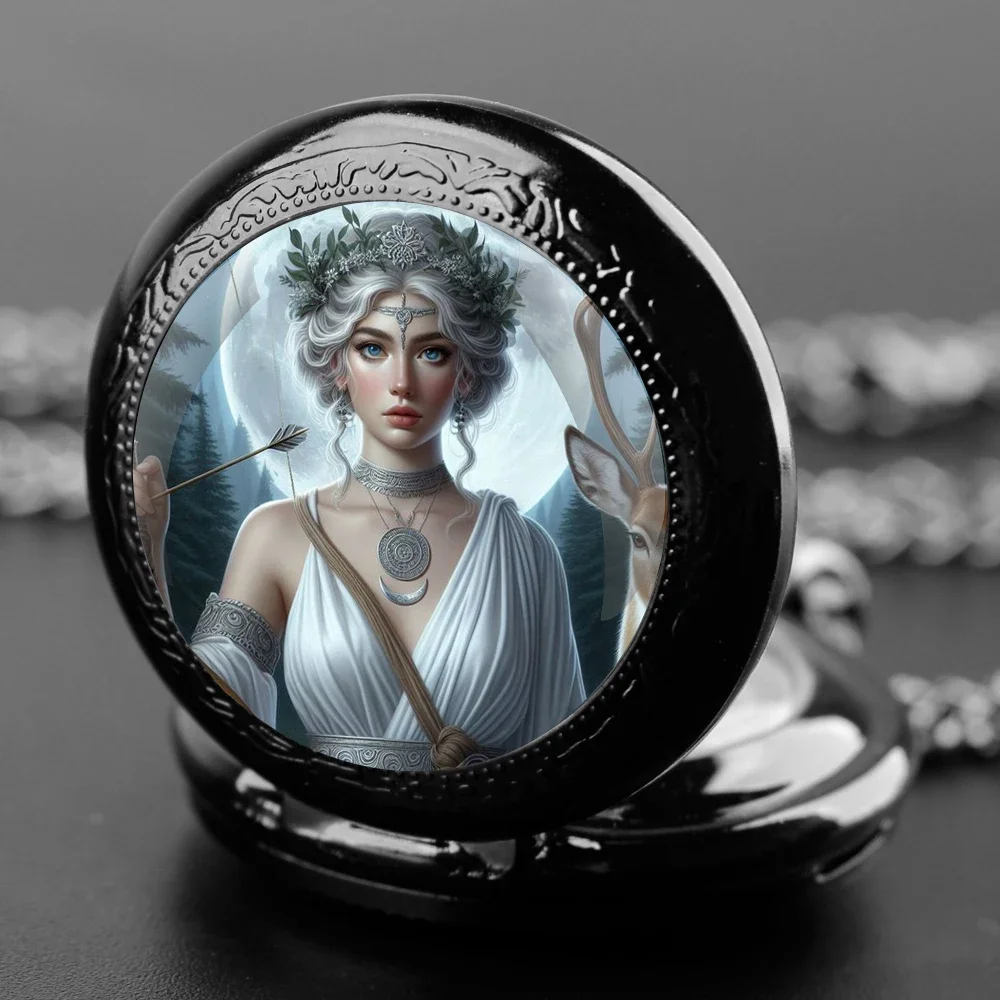 ساعة جيب كوارتز على شكل قبة زجاجية من Artemis Design بأرقام عربية وقلادة عتيقة للهدايا للرجال والنساء والأطفال