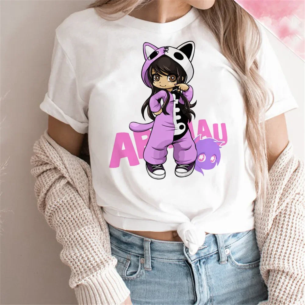 Aphmau top women anime streetwear summer Tee female manga designer 2000s clothing