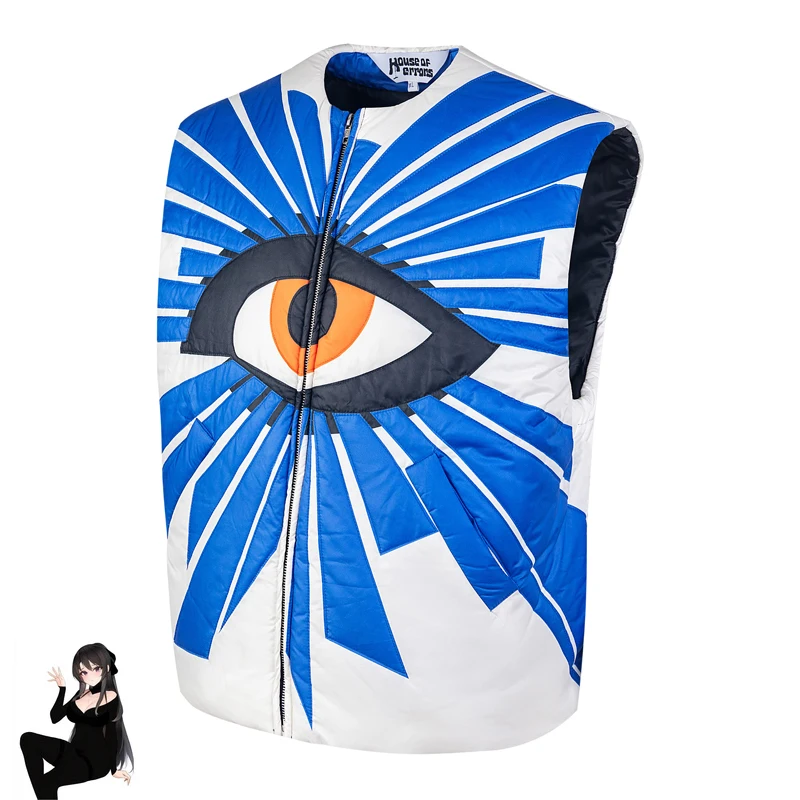 HOUSE OF ERRORS Eye Pattern Cotton Sleeveless Vest Zipper Jackets Men Women Winter Keep Warm Jacket