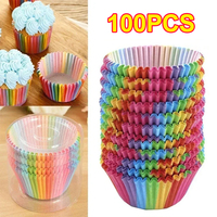 100Pcs Cupcake Paper Cups Baking Molds Rainbow Liner Cupcake Muffin Cases Paper Cake Wedding Party Decorating Cupcake Cases