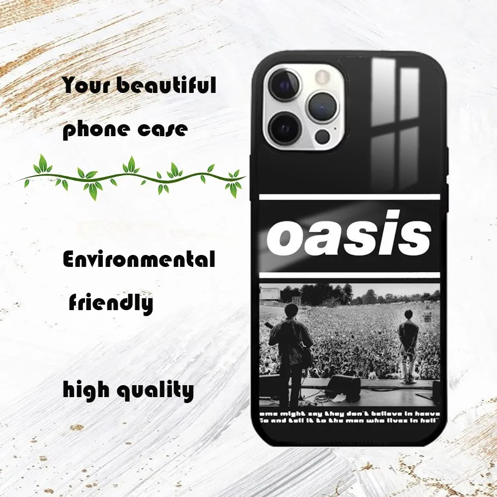 O-Oasis Band Phone Case For iPhone 16 15 14 13 12 11 Pro Max Plus Mini PC Fashion mirror phone case