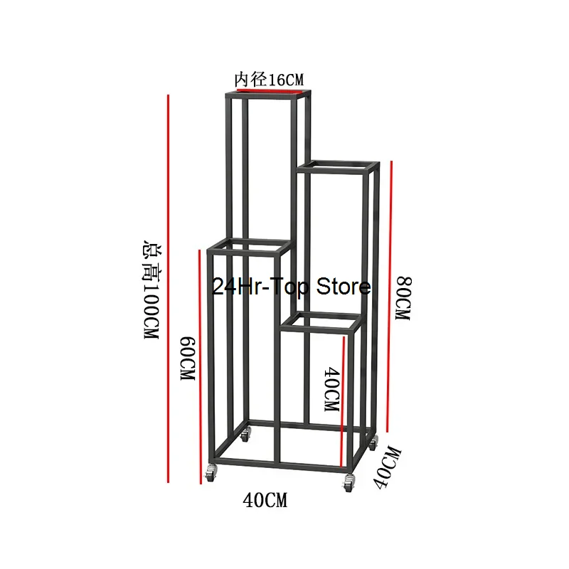 Nordic Flower Shop Flower Bucket Multi Layer Display Plastic Flower Bucket Ladder Movable Shelf Flower Rack Gold Plant Stand