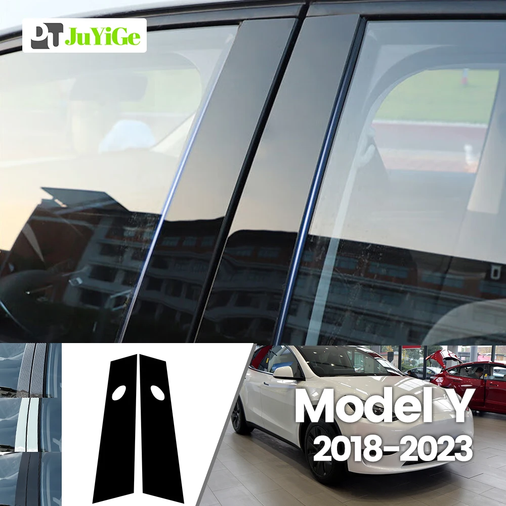 

For Tesla Model Y 2018-2023 2019 2020 2021 2022 Bright Black Carbon Fibre Window Door B C Sticker