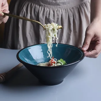 일본 도자기 국수 그릇, 소고기 라면 크리에이티브 모자 그릇, 쌀 국수 그릇, 스레드 수프 그릇, 대형 세라믹 식기 그릇