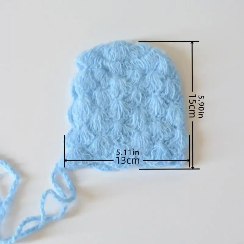 قبعة موهير مصنوعة يدويًا لحديثي الولادة بونيه محبوكة أغطية رأس عصرية لاستوديوهات التصوير الفوتوغرافي في المنزل لالتقاط الصور على #6