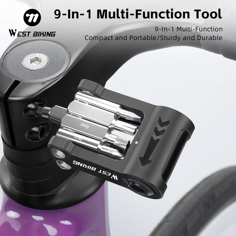 

WEST BIKING Bicycle Repair Tools 9-In-1 Multi-Function Tool Set Portable MTB Road Cycling Multi Tools Wrench Bike Accessories