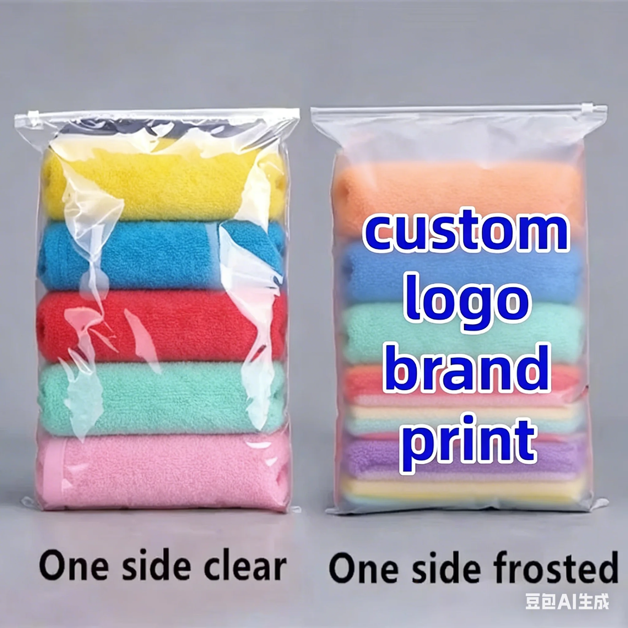 

100PCS One Side Clear One Side Frosted Clothing Zipper Bag DIY Underwear T-shirt Shoes Toys Household Travel Packaging Pouches
