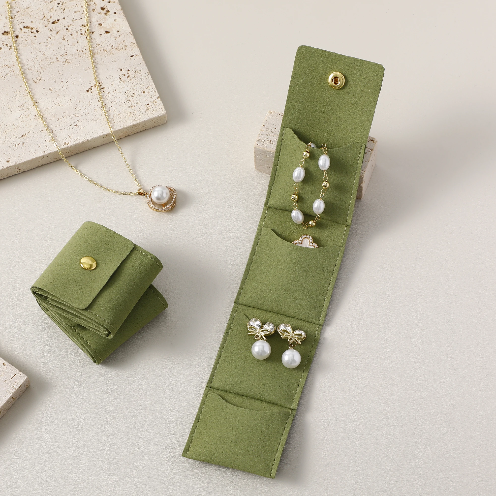 

PUPPYSEW 22.5*5cm Microfiber Jewelry Organizer Travel Organizer Roll for small jewelry Ring Earrings With Logo custom