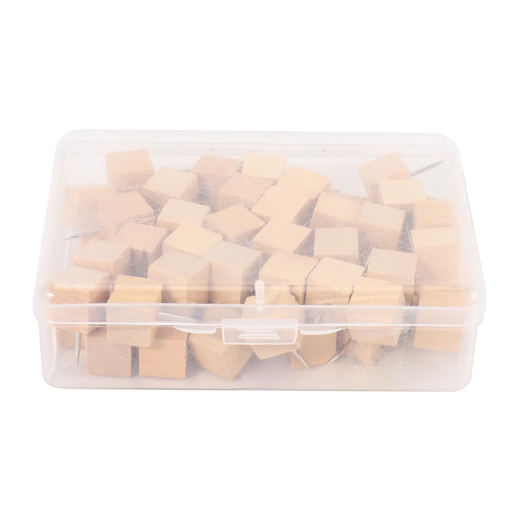 60pcs Square Wood Decorative Push Pins, Wood Head and Steel Needle Point Thumb Tacks for Photos, Maps and Cork Boards