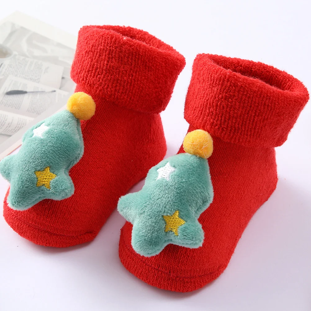 

Christmas Socks Set Thicken Cotton Baby Winter Socks For Newborn Warm Non-Slip Holiday Party Decor Kids Gift
