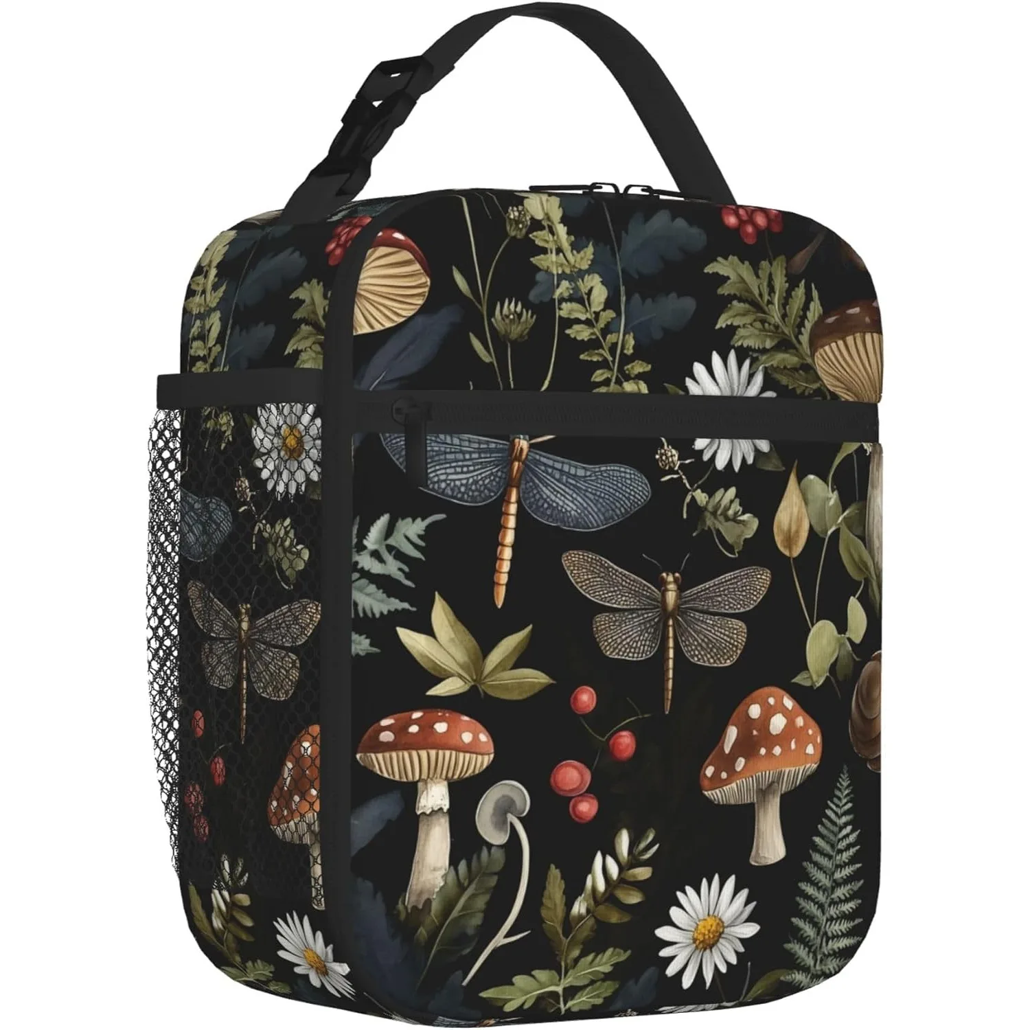 

Vintage Mushroom Leaves Lunch Box Reusable Insulate Cooler Bag Leakproof Lunch Bag Food Tote Container for Work School Picnic