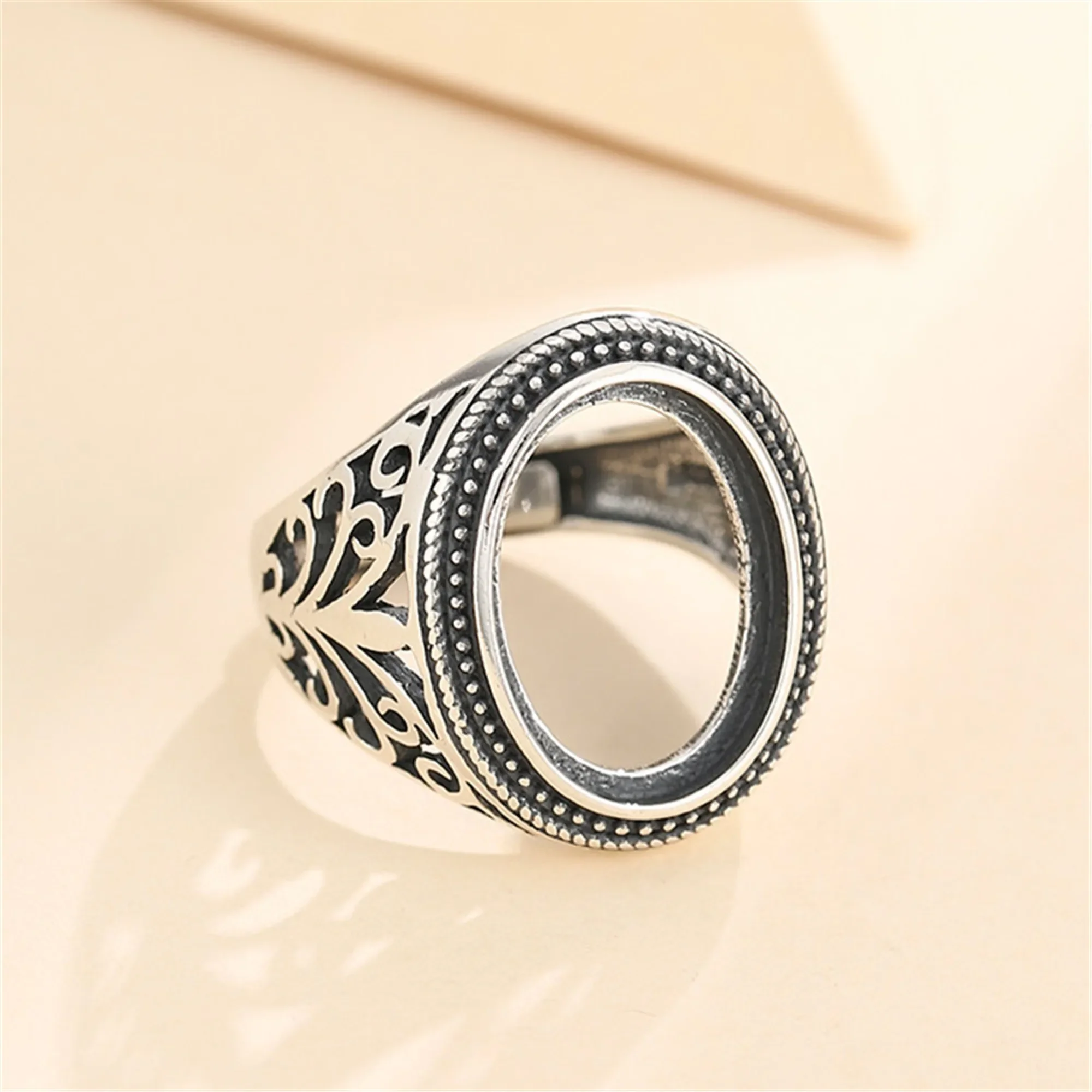 

Регулируемое кольцо из серебра 925 пробы в античном стиле для овальных кабошонов диаметром 13x18 мм