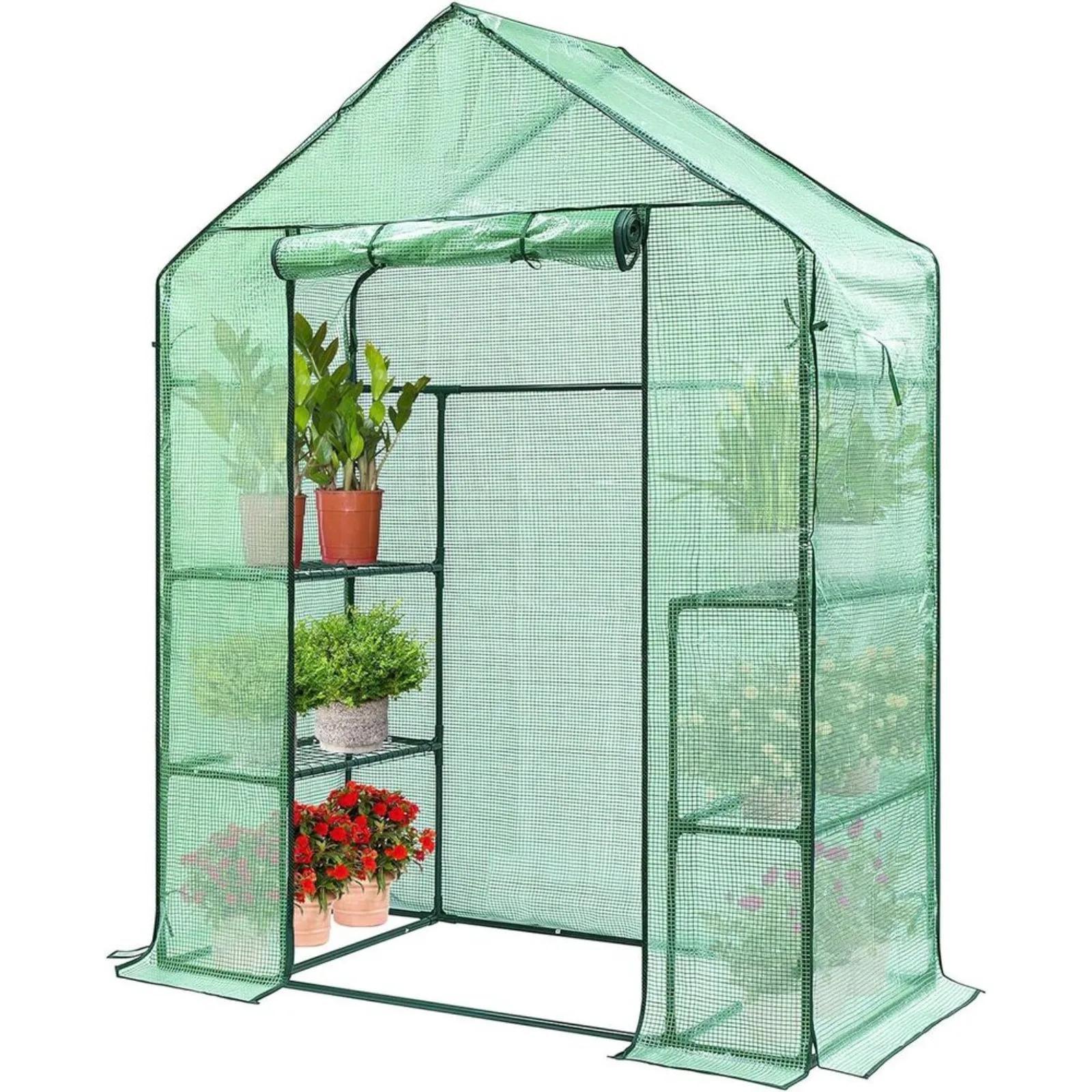 

3 Tiers 6 Shelve Greenhouse Mini Walk in Outdoor Planer House Steel Pole United States