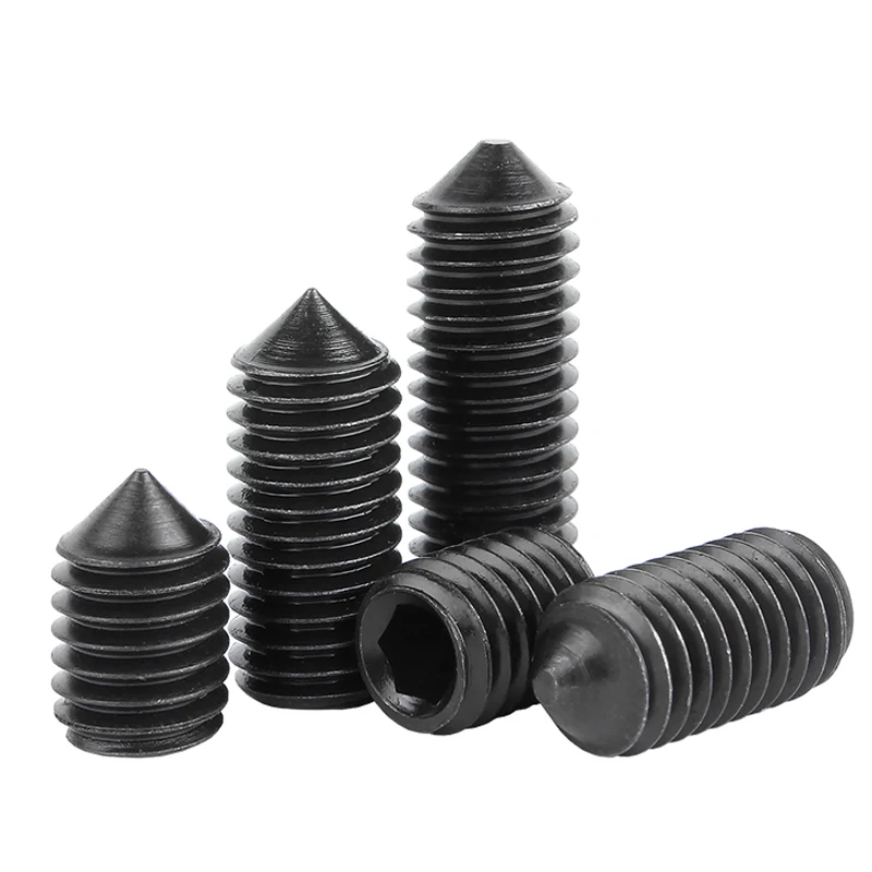 Tornillo hexagonal de acero al carbono, Juego de puntas cónicas, 10 piezas, M2.5, M3, M4, M5, M8, M10, 12,9, color negro, DIN914