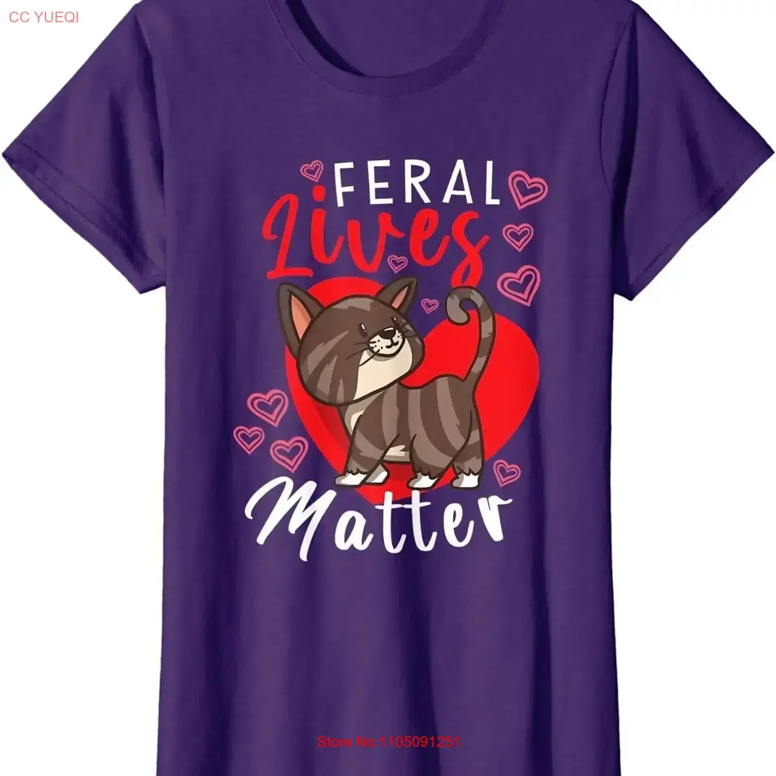 تي شيرت Feral Lives Matter Rescue Cat Adoption Rescuer Pr للسيدات برقبة دائرية تي شيرت عتيق مغسول مريح قليلاً كاجوال