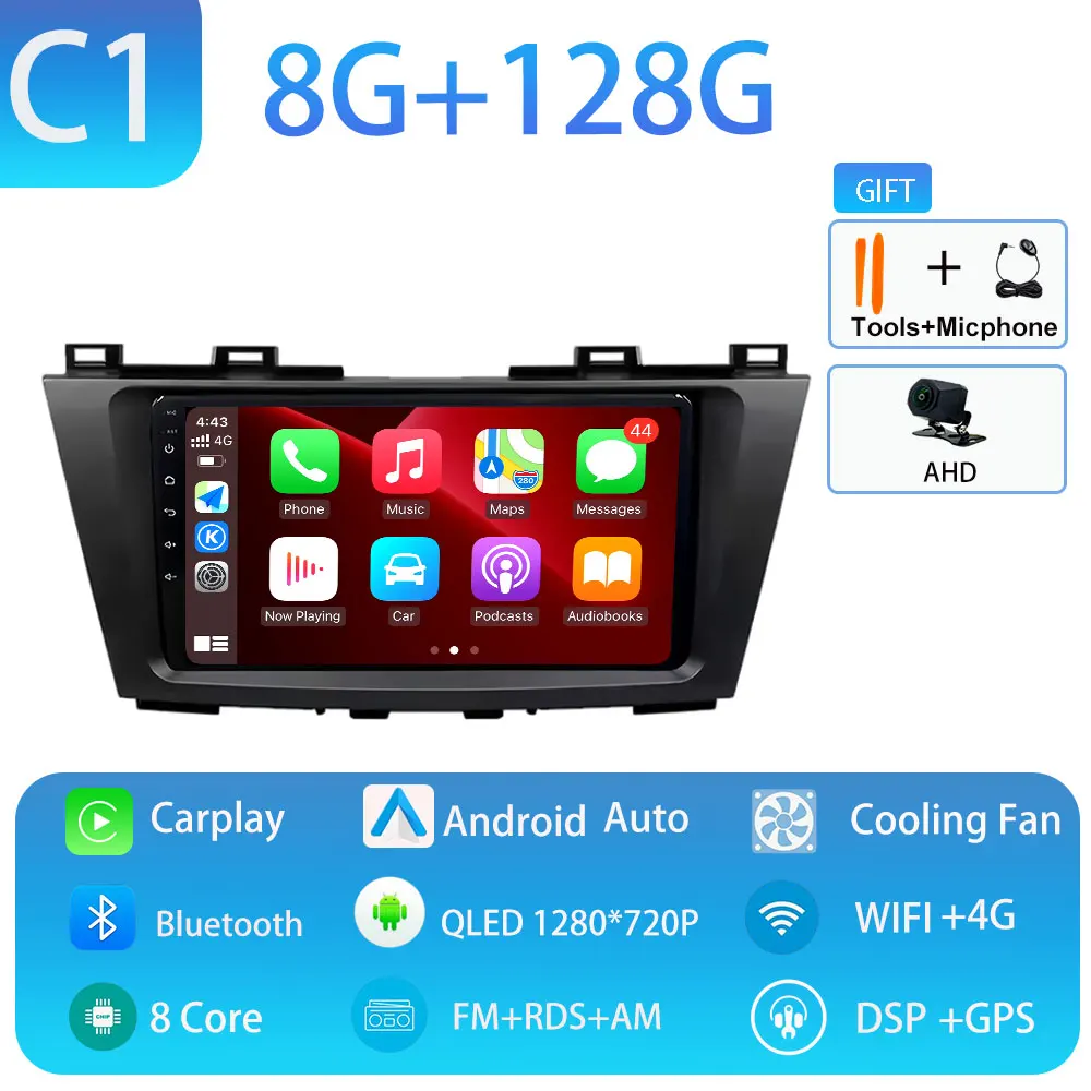 Android 15 Carplay Auto voor Mazda 5 CW 2011 2012 2013 Multimedia Autoradio Navigatie Speler Video WIFI + 4G DSP Geen 2Din DVD