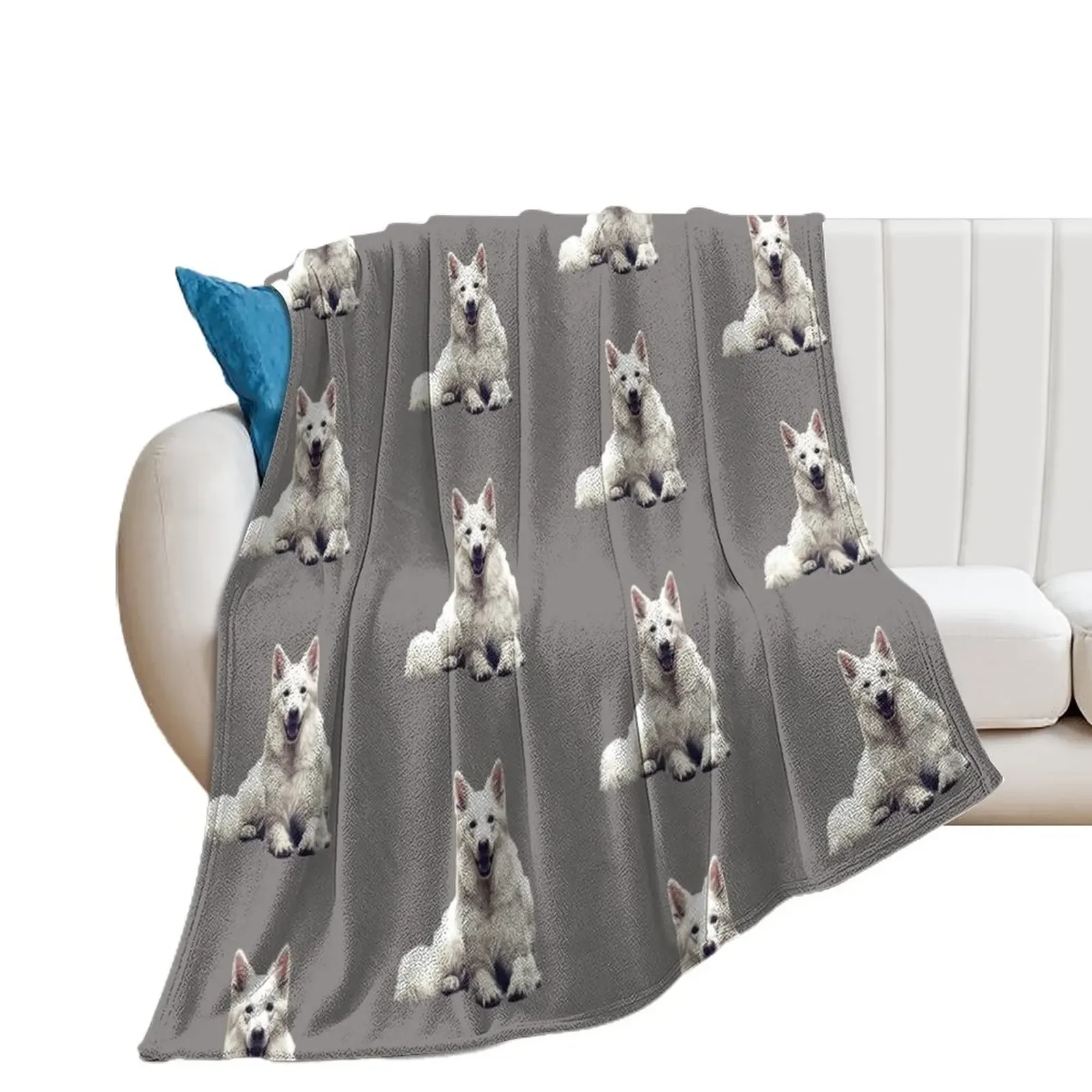 

White Swiss Shepherd Dog Throw Blanket manga Tourist Bed covers Blankets