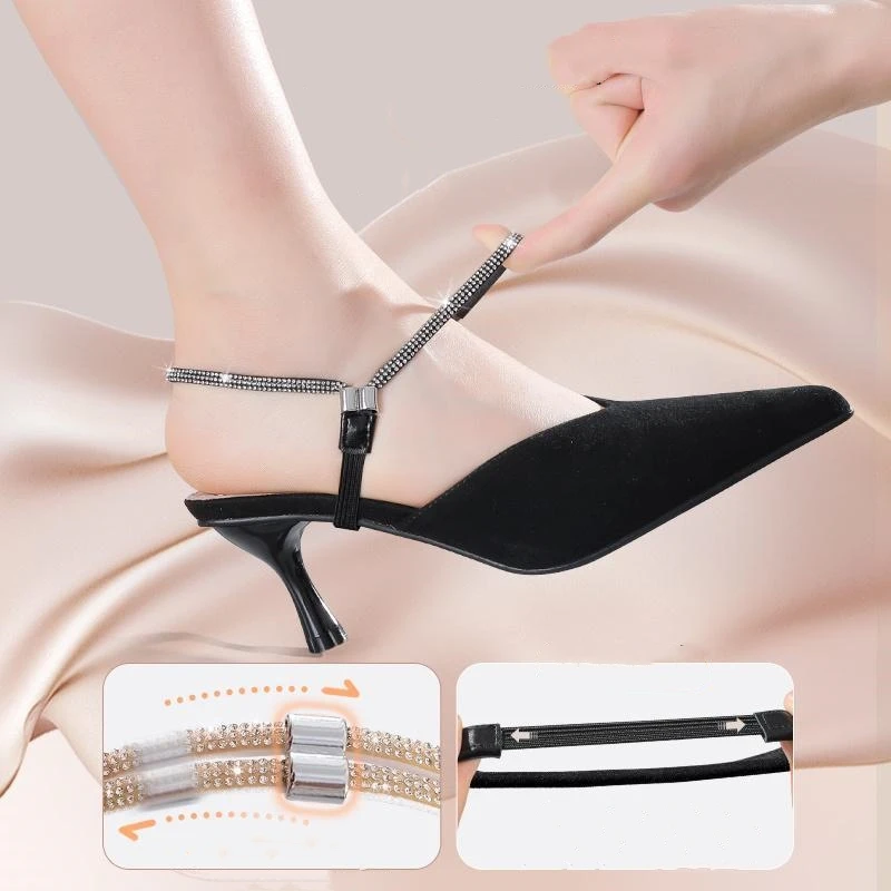 High Heels Rhinestone Shoes Band Loose Anti-skid Bundle Laces Adjustable Shoe Belt Ankle Holding Elastic Shoe Strap Accessories