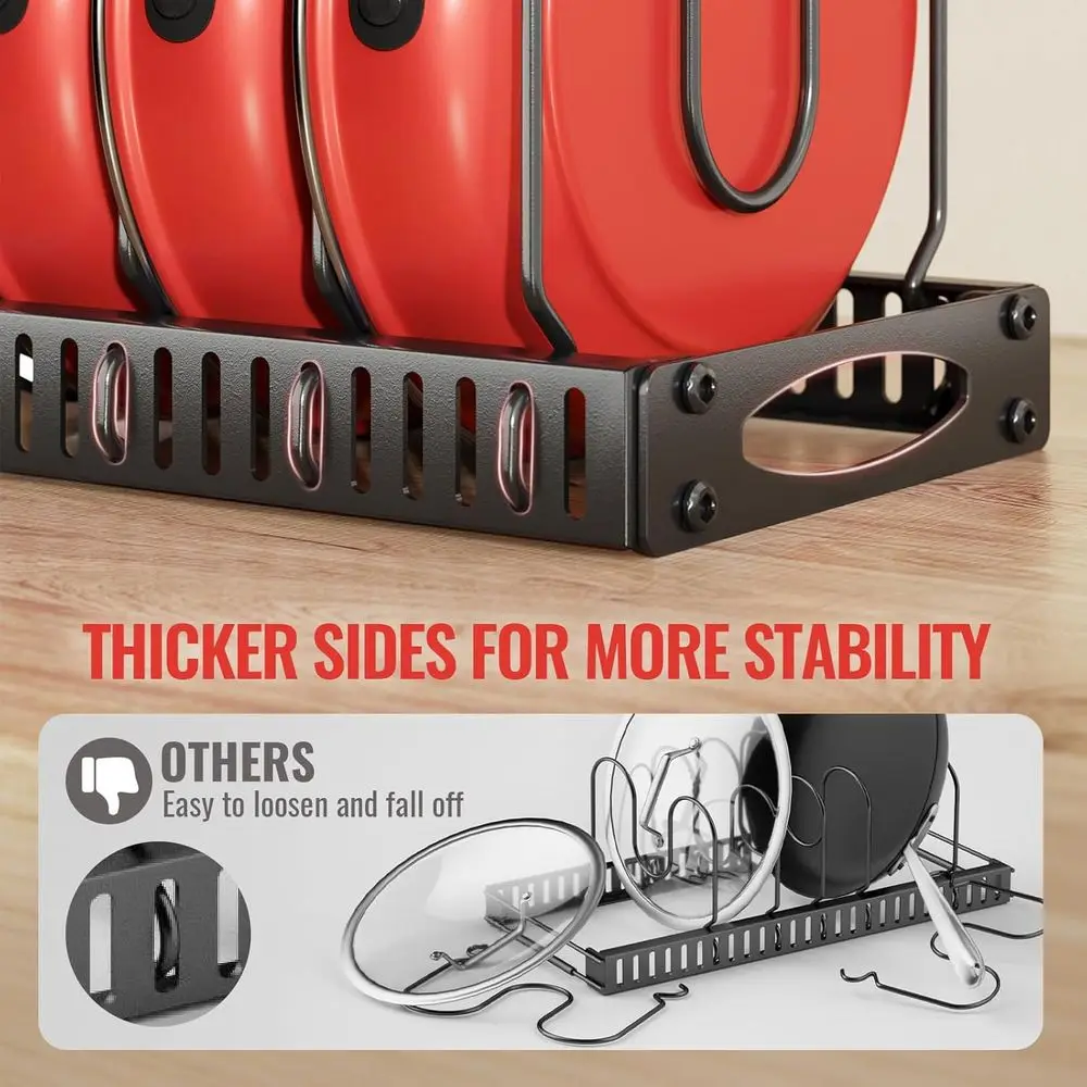 2-Tier Wall-Mounted Pot Rack, 20-Hook Kitchen Organizer with Pan & Spice Storage, Heavy-Duty Black Cookware Hanger