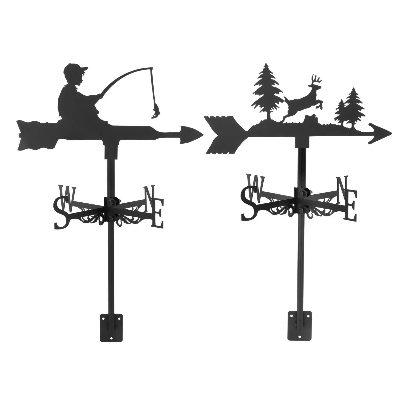 Retro Weather Vane, Wind Direction Garden Stake, Indicator Kit Outdoor Metal Bracket for Roof  Gazebo Ornament