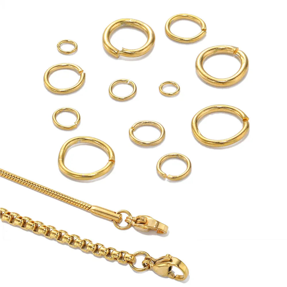 100Pcs Stainless Steel 3/4/5/6/8MM Gold Color Jump Rings Split Rings for DIY Jewelry Making Necklace Rings Accessories