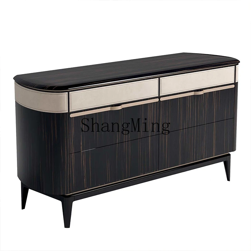

LXY light luxury six-chest cabinet high-end ebony drawer cabinet paint bright dining side cabinet