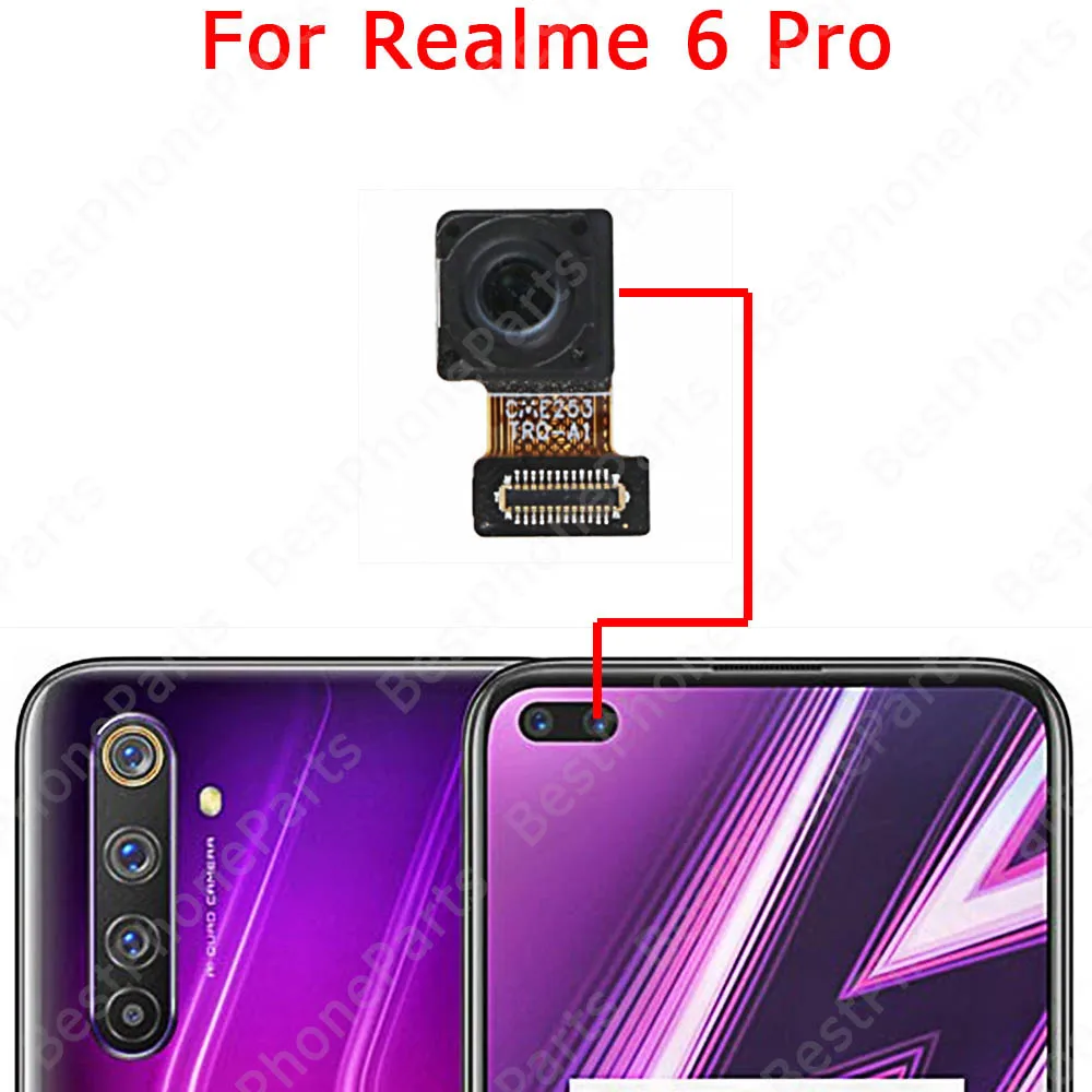 Front Backside Big Selfie Facing Back View Rear Camera Module For Realme 6 Pro 6i 6Pro 6S Repair Spare Parts Flex Cable