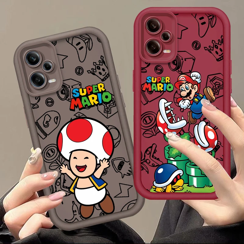 

S-Super M-Mario B-Bros For Xiaomi Redmi Note 14 13 13R 12 12R 11 11E 11T 11S Pro Plus 4G 5G Eye Ladder Soft Phone Case Soft