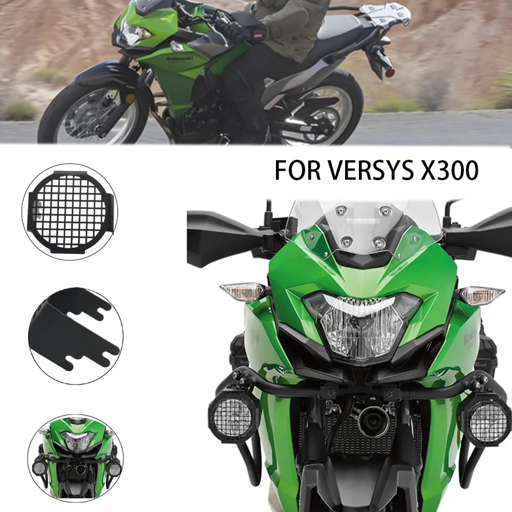 FOR KAWASAKI VERSYS X300 Motorcycle Stainless Steel Spotlight Auxiliary Light Led Guard Protective Cover