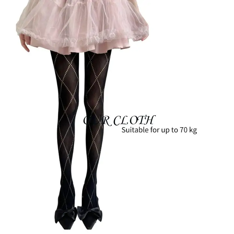 الأزياء الأنيقة Hollowout Argyle Pattern Women's Spring Wings Limgings Leggings Lepaque Bantyhose Sockings Hosiery Y1AC #6