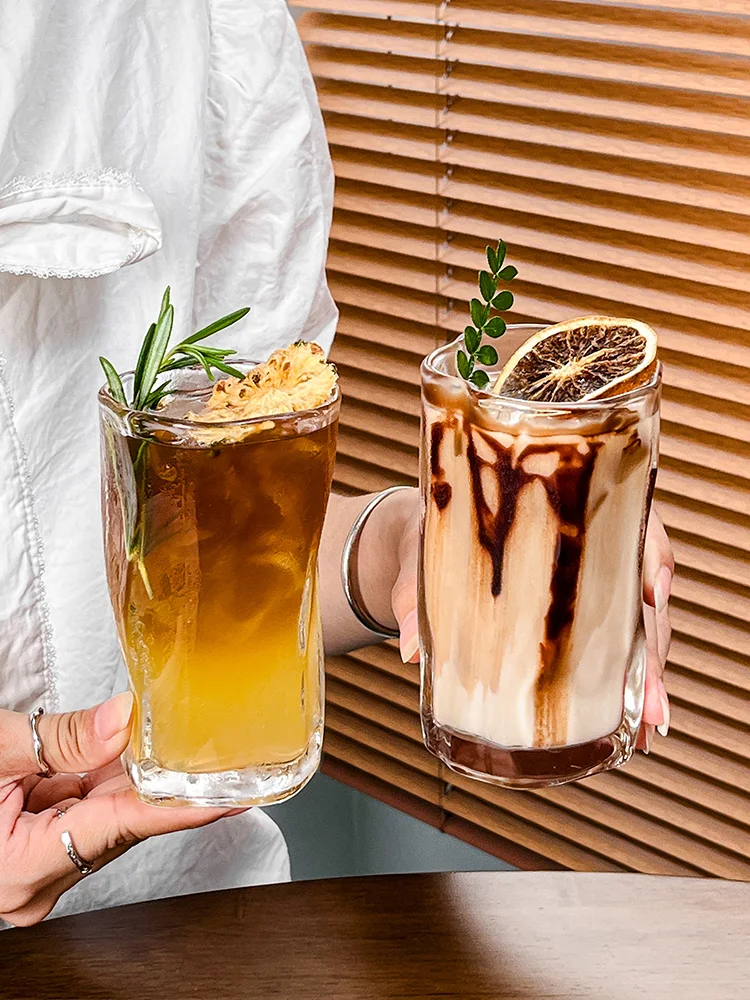 Irregular Twist Coffee Cup American Style Glass  for Home Use Summer Juice  Cold Drink  European Style Pure Color