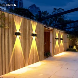 Lámparas de pared Led solares para exteriores, iluminación luminosa hacia arriba y hacia abajo para balcón, pared Exterior, patio, decoración de jardín, luz nocturna