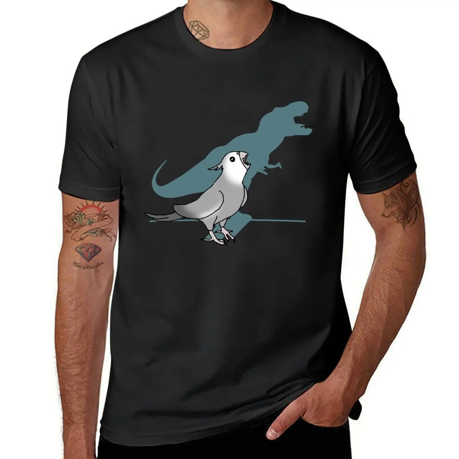 T-rex white faced grey cockatiel T-Shirt anime clothes Aesthetic clothing anime sports fans mens big and tall t shirts