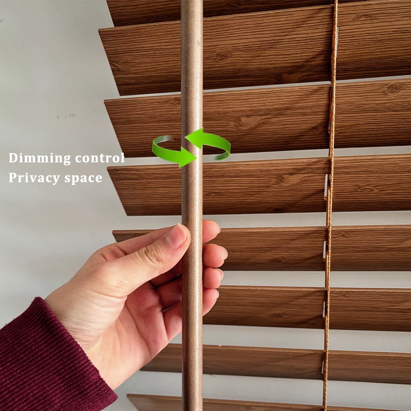 Custom Sizes Hight quality Faux Wood Cordless Blinds Light Filtering for windows Home Deco Easy to install view 5