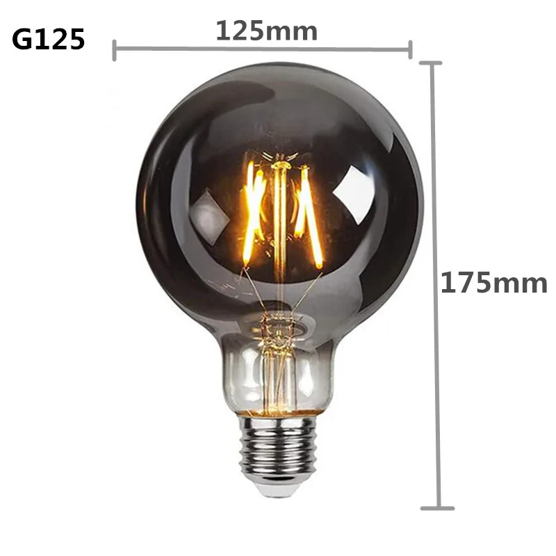 LED ST64 G95 G125 4W 8W Dimbaar E27 220V 110V Rokerig Grijs 2700K GSpiral Gloeilamp Retro Vintage Decoratief Licht Edison Lamp