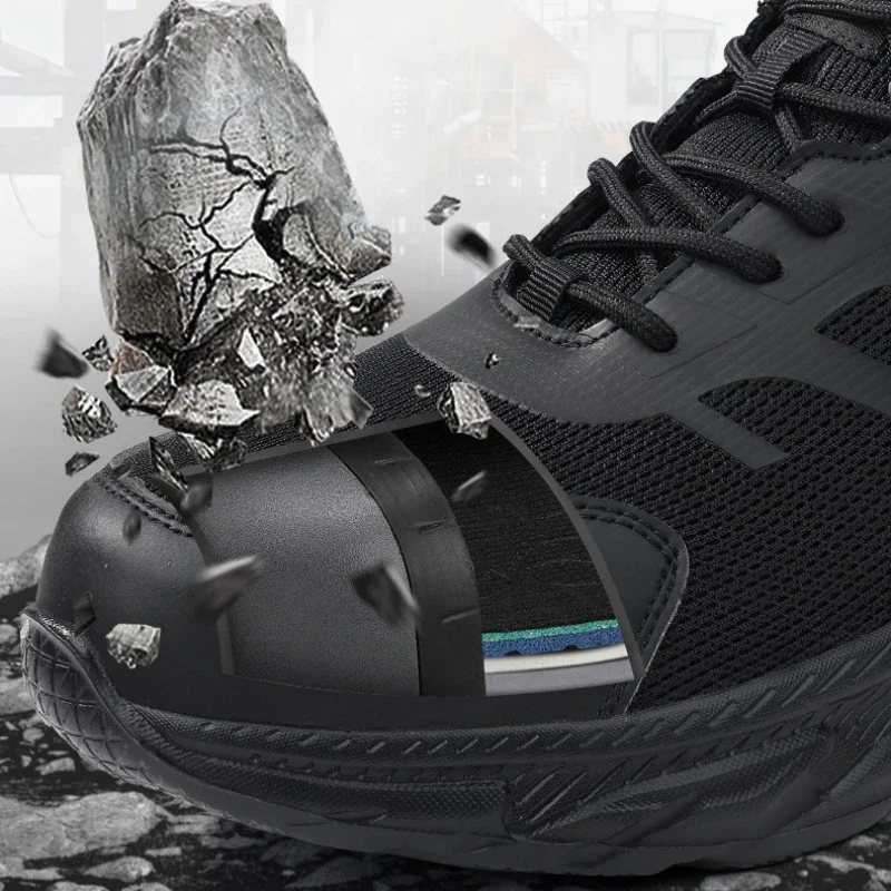 

Рабочие кроссовки для мужчин, защитные от ударов и проколов, с вращающейся застежкой, неразрушимые, дышащие, на все сезоны