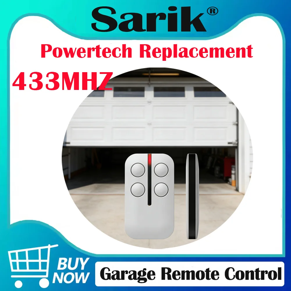 Powertech PR-2 4-Channel Universal Garage Control 433 Mhz Rolling Code Replacement Remote Control