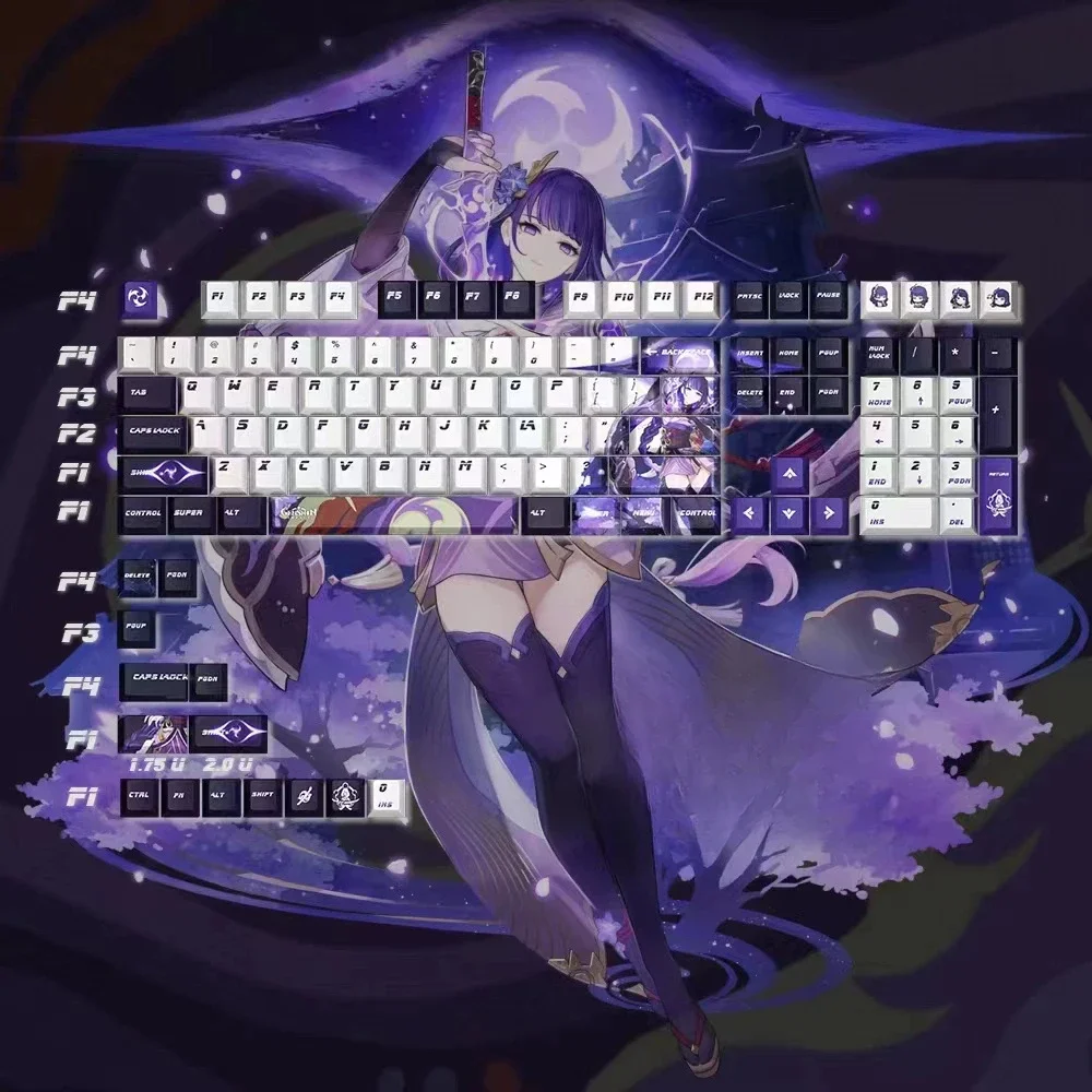 Genshin Impact PBT Keycap Hu Tao Shenhe Raiden Shogun Animation anime Cherry Personalized Mechanical Keyboard Keycap