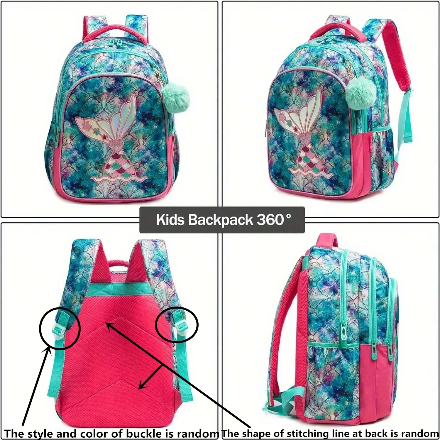 3 PCS Backpack Set in Primary Schoolbag Girls School Bags Waterproof Book Bags Children School Bags with Lunch Bag Pencil Case