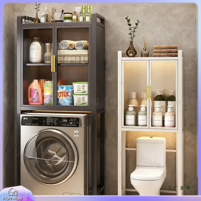 Bathroom Storage Rack Floor Standing Toilet Shelf Above Washing Wall Mounted Organizer Cabinet No Drilling Space